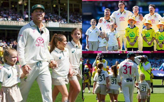 David Warner with his daughters at the SCG. (Image Source: Getty Images)