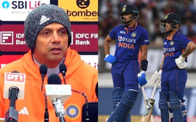 Rahul Dravid, Ishan Kishan and Shreyas Iyer. (Image Source: BCCI/Getty Images)