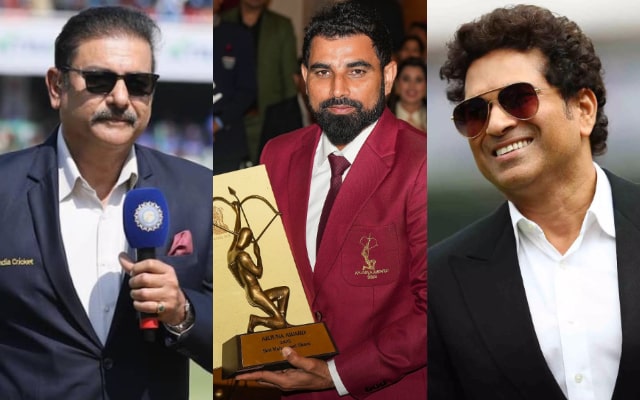 Ravi Shastri, Mohammad Shami and Sachin Tendulkar. (Image Source: Getty Images)