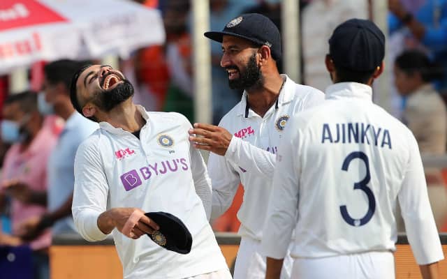 Virat Kohli, Cheteshwar Pujara and Ajinkya Rahane (Pic Source-Twitter)