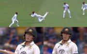 Kevin Sinclair takes a stunning catch of Marnus Labuschagne