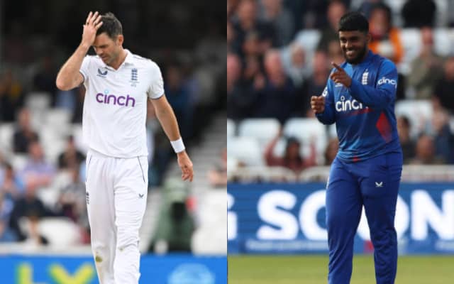 James Anderson and Rehan Ahmed. (Photo Source: Stu Forster, Nathan Stirk/Getty Images)