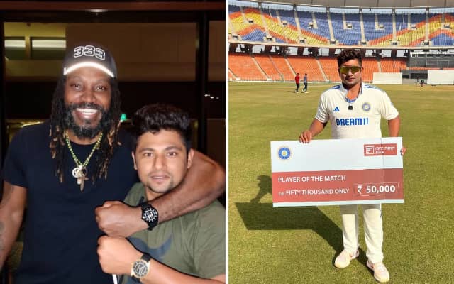 Chris Gayle and Sarfaraz Khan (Pic Source-Instagram)