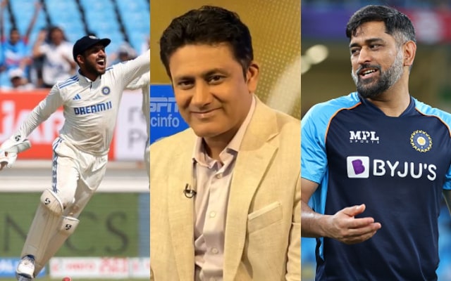 Dhruv Jurel, Anil Kumble and MS Dhoni. (Image Source: X)