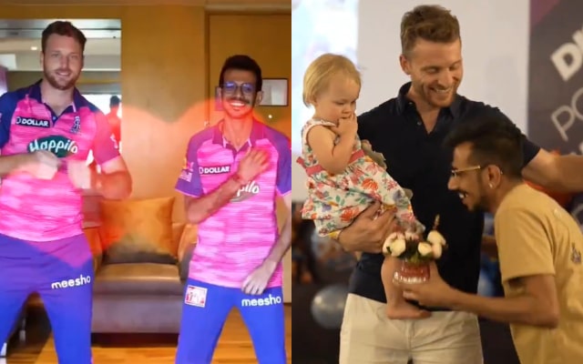 Yuzvendra Chahal and Jos Buttler. (Image Source: RR X)