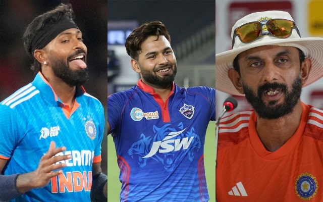 Hardik Pandya, Rishabh Pant and Vikram Rathour. (Image Source: BCCI-IPL)