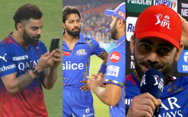 Virat Kohli, Rohit Sharma and Hardik Pandya. (Image Source: IPL-X)