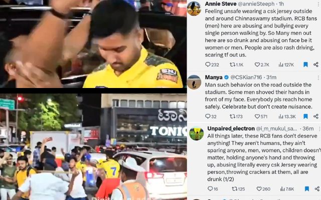 RCB fans vs CSK fans (Pic Source X)