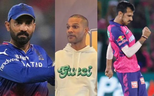 Dinesh Karthik, Shikhar Dhawan & Yuzvendra Chahal (Photo Source: X/Twitter)