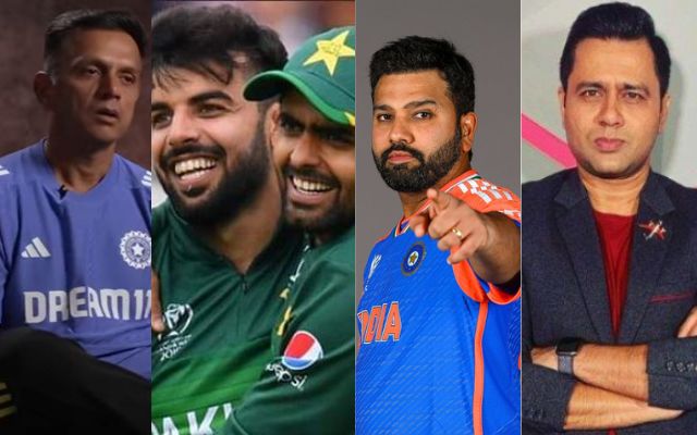 Rahul Dravid, Shadab Khan, Babar Azam, Rohit Sharma & Aakash Chopra (Photo Source: X/Twitter)