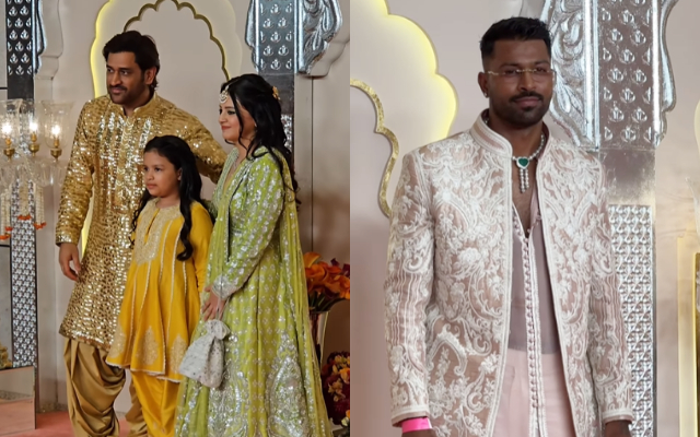 MS Dhoni and Hardik Pandya Attend Anant-Radhika's wedding