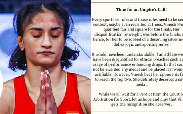 Sachin Tendulkar Tweet About Vinesh Phogat (Pic SOurce-X)
