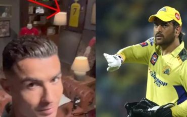 Does Cristiano have MS Dhoni's jersey on his wall? Photo: Screenshot/BCCI