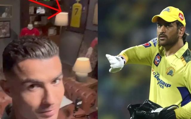 Does Cristiano have MS Dhoni's jersey on his wall? Photo: Screenshot/BCCI