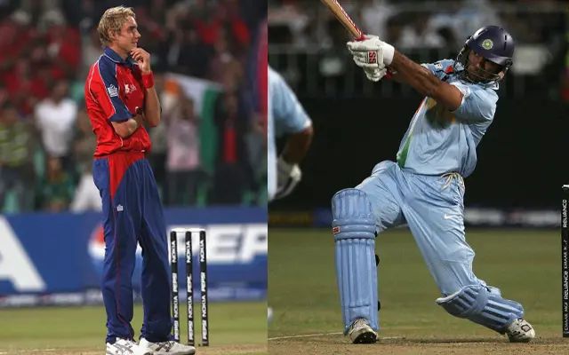 Stuart Broad and Yuvraj Singh (Image Credit- Twitter X) 