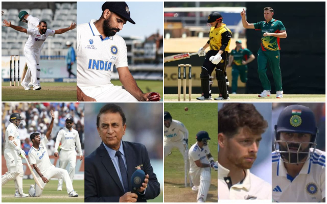 Mohammed Shami, Washington Sundar, Sunil Gavaskar, Mitchell Santner, Virat Kohli (Photo Source: X)