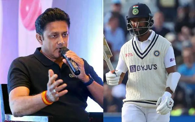 Anil Kumble and Cheteshwar Pujara (Image Credit- Twitter X) 