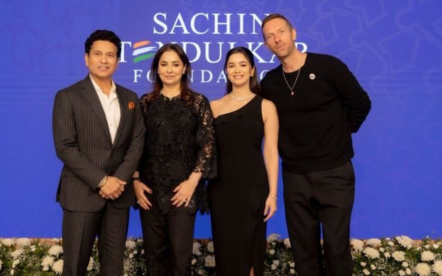 Sachin & Family with Chris Martin (Photo Source X)