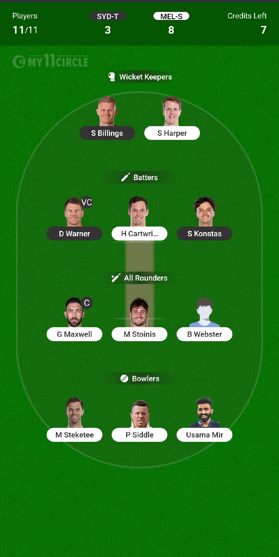 Sydney Thunder vs Melbourne Stars