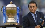 IPL Trophy and Sunil Gavaskar (Image Source: Twitter/BCCI Images)