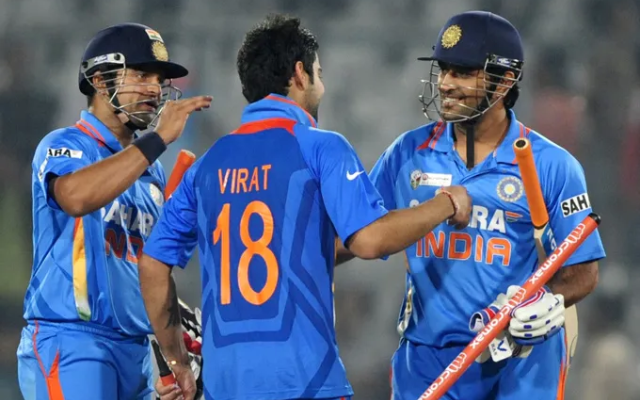 Suresh Raina, Virat Kohli and MS Dhoni (image via X)