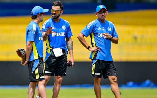 Gautam Gmabhir, Virat Kohli, Ajit Agarkar (image via X)