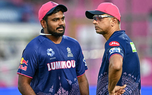 Sanju Samson and Rahul Dravid (image via getty)