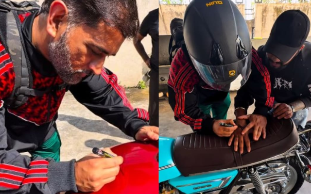 MS Dhoni rare incident with one of his fans (image via X)