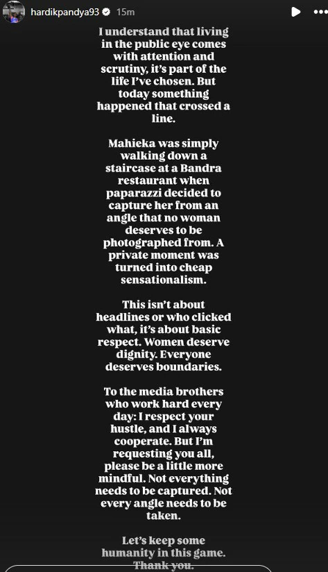 Hardik Pandya's Instagram story (Image Credit- Twitter/X)