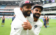 Ajinkya Rahane on Virat Kohli (image via getty)