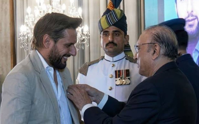 Shahid Afridi conferred Pakistan’s second-highest civilian award Hilal-e-Imtiaz (image via X)
