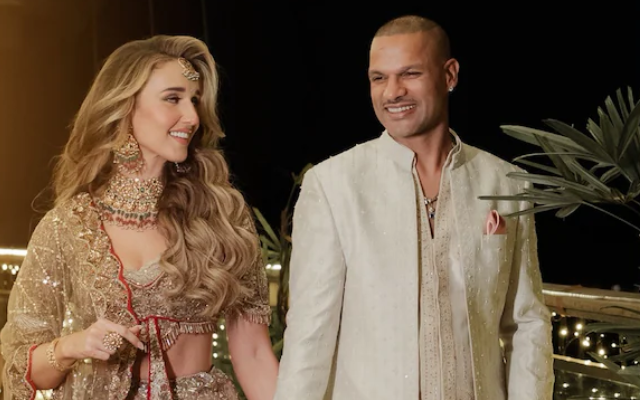 Shikhar Dhawan and Sophie Shine (image via X)
