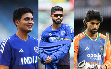 Shubman Gill, Shreyas Iyer and Tilak Varma (image via getty)