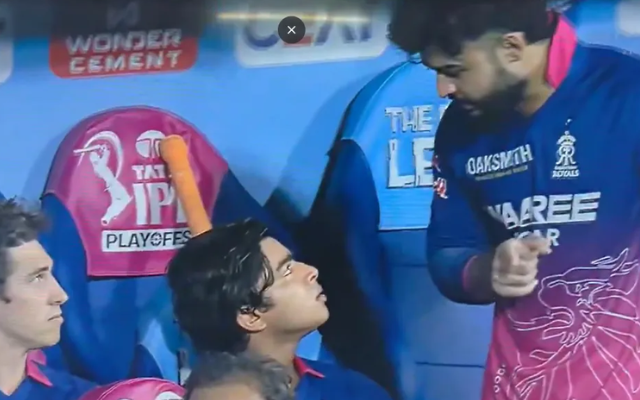 IPL 2026: Riyan Parag scolding Vaibhav Sooryavanshi (image via X)