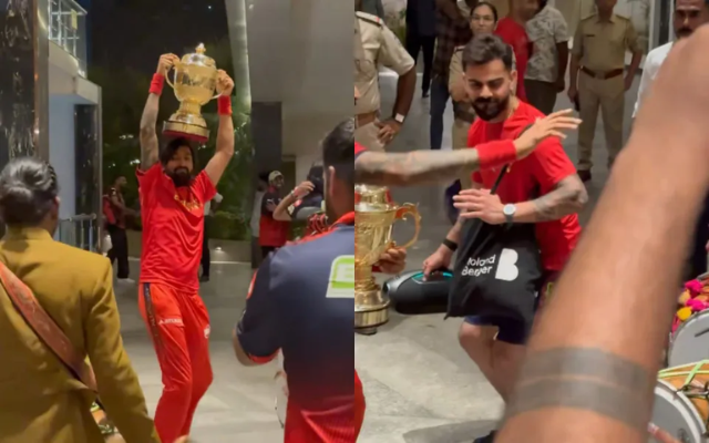 IPL 2026: Krunal Pandya, Virat Kohli celebrate IPL victory with dhol dance (image via X)