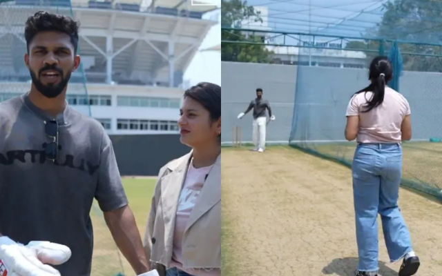 Utkarsha Pawar outwits Ruturaj Gaikwad in entertaining nets challenge (image via X)