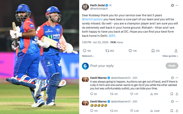 David Warner Reacts to Rishabh Pant's DC Homecoming Trade (image via X)