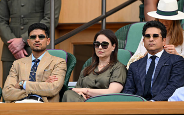 Shubman Gill Spots Up With Sachin and Anjali Tendulkar in the Royal Box (image via getty)