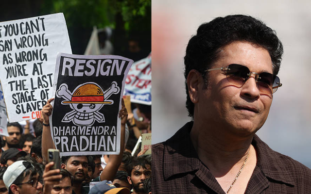 Sachin Tendulkar called for a transparent and merit-based system amid the ongoing student protests (image via X)