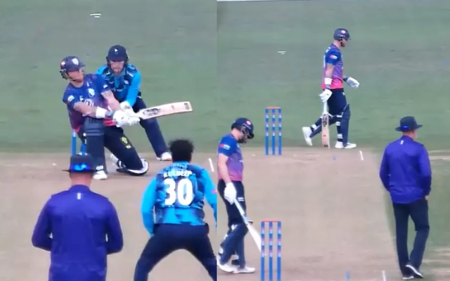 Kuldeep Yadav dismisses Ben Stokes in One-Day Cup clash against Durham (image via X)