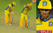 Noida Super Kings Skipper Prashant Veer Pulls Off MS Dhoni-Style Helicopter Shot in UP T20 Clash (image via UPT20/X)
