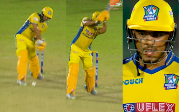 Noida Super Kings Skipper Prashant Veer Pulls Off MS Dhoni-Style Helicopter Shot in UP T20 Clash (image via UPT20/X)