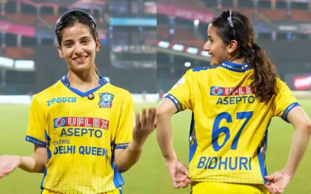 Delhi Cricketer Medhavi Bidhuri Takes the Internet by Storm with Viral '6-7' Wicket Celebration (image via X)