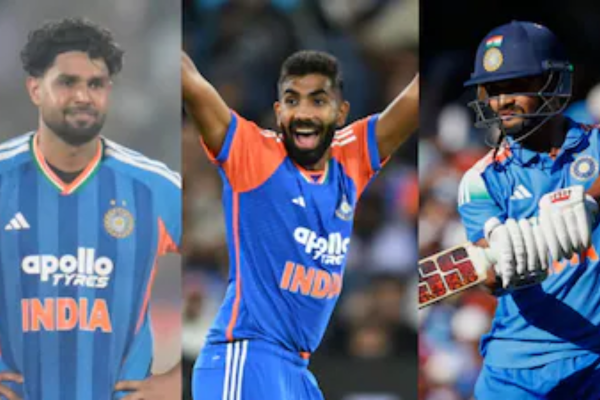 Harshit Rana, Jasprit Bumrah and Nitish Reddy (Image credit Twitter - X) 