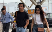 Coach Gautam Gambhir and Wife Natasha Turn Heads at Delhi Airport (image via X)