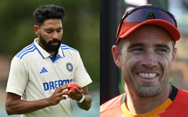 Mohammed Siraj and Tim Southee (Image Credit- Twitter X) 