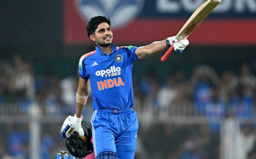Shubman Gill Smashes Record 117-Ball ODI Double Century Against West Indies (image via getty)