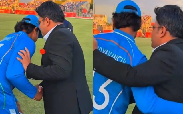 Vaibhav Sooryavanshi Touches Jay Shah Feet After India’s Gold Medal Triumph Over Pakistan (image via X)